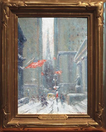 Johann Berthelsen Wall Street in Winter Oil Painting